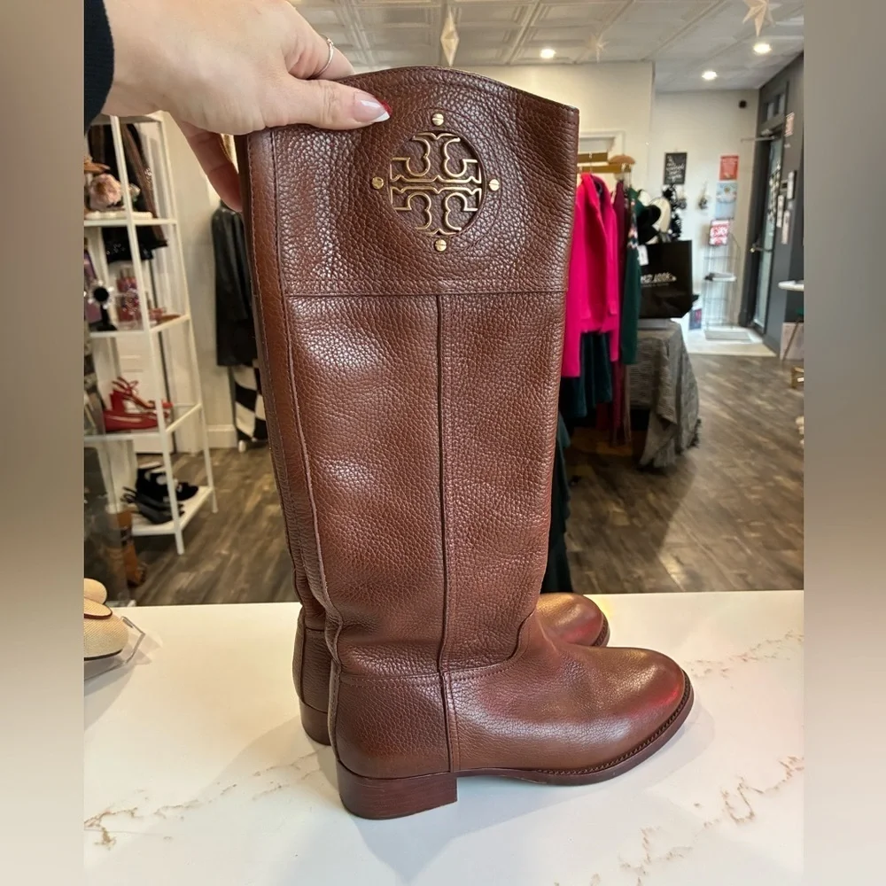 Tory Burch Kieran 35MM riding boot tumbled leather size 7